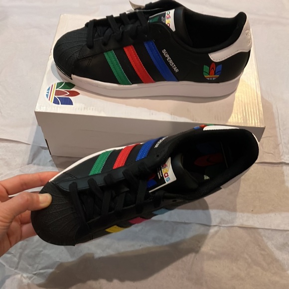 adidas Superstar J 'Colorful Stripes - Core Black' FW5235 - Picture 10 of 15